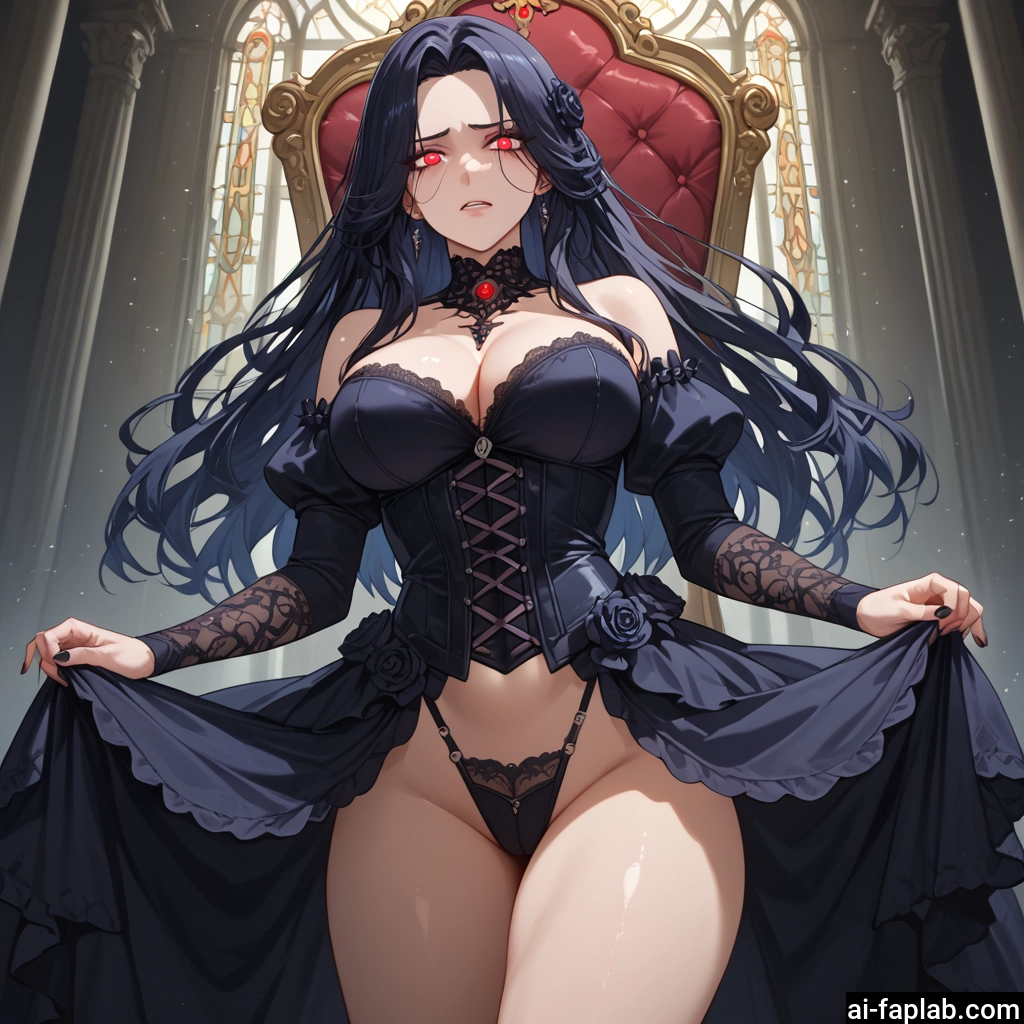 1girl, breasts, long hair, underwear, solo, red eyes · Yamete.gg