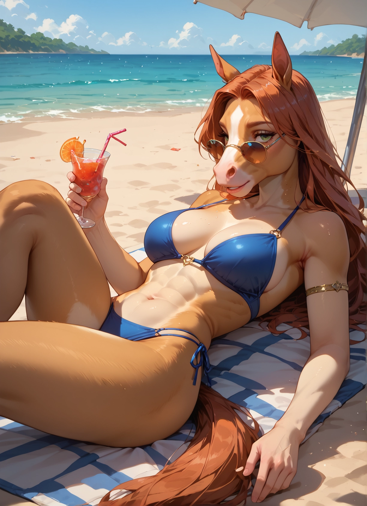 furry, 1girl, swimsuit, bikini, animal ears, solo · Yamete.gg