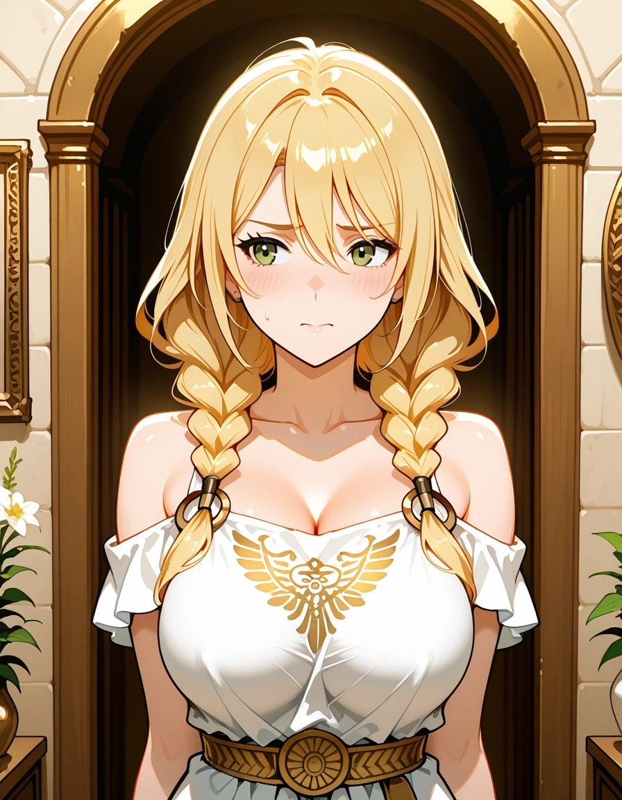 1girl, breasts, solo, blonde hair, green eyes, braid · Yamete.gg