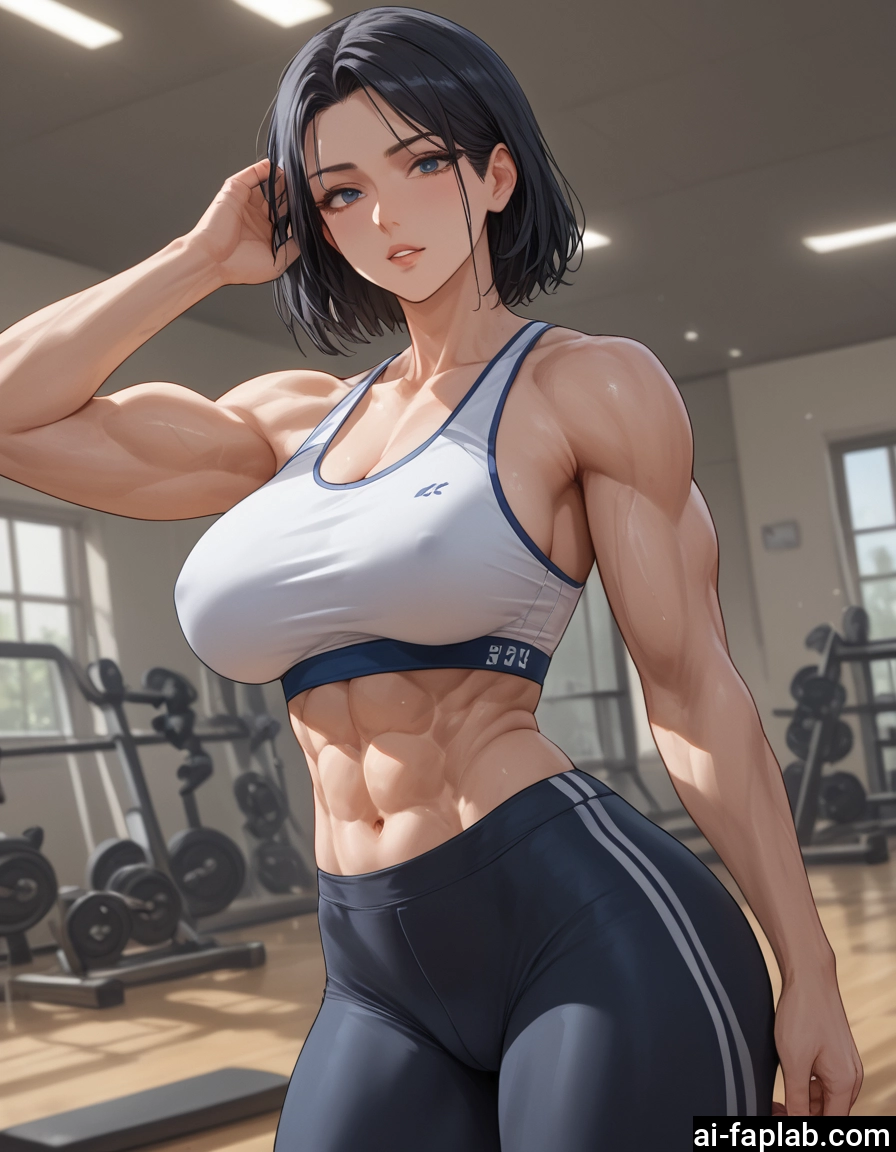 1girl, breasts, muscular, muscular female, abs, blue eyes · Yamete.gg