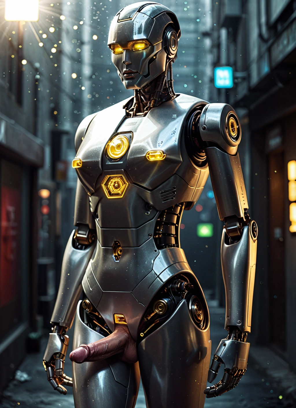 futanari, penis, solo, 1girl, uncensored, humanoid robot