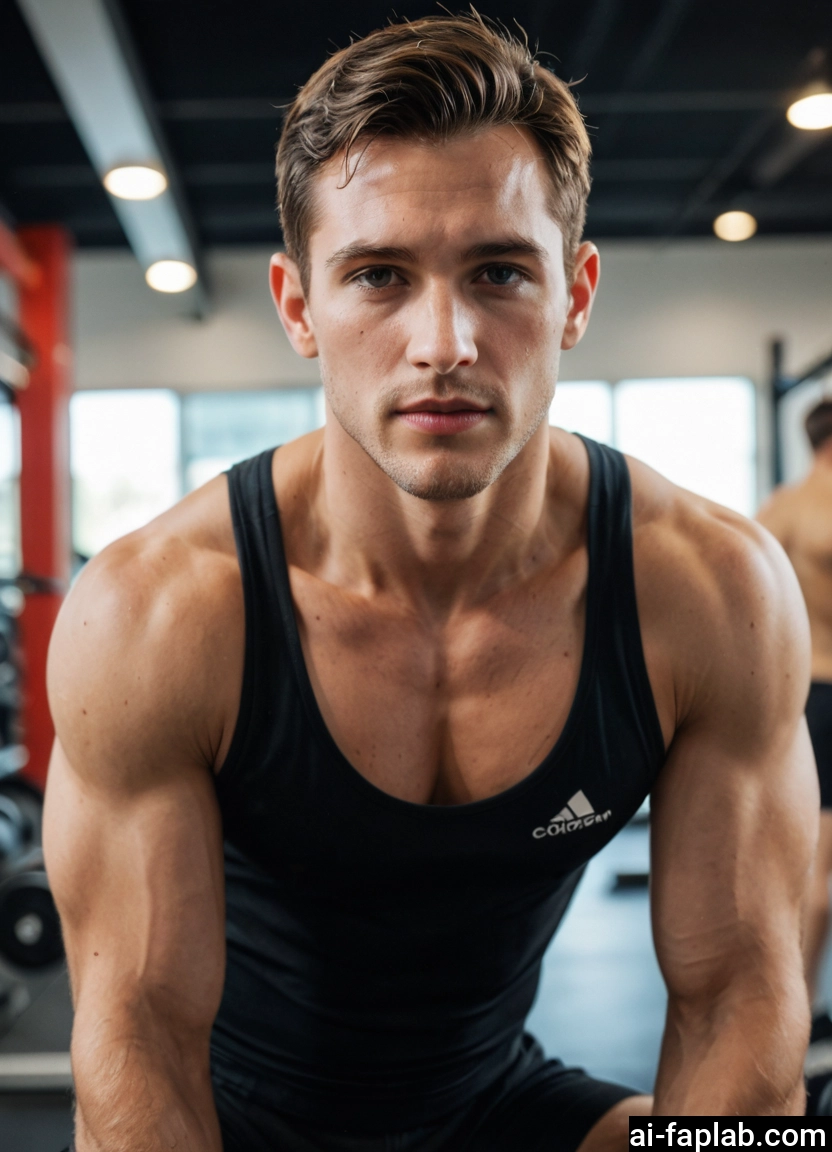 bara, male focus, 1boy, facial hair, tank top, solo · Yamete.gg