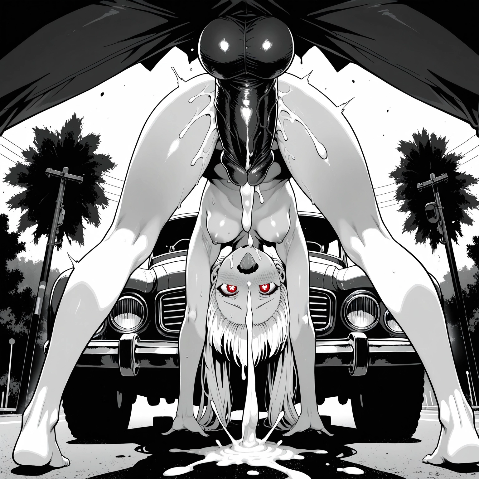 futanari, cum, 1girl, cum on body, breasts, facial · Yamete.gg