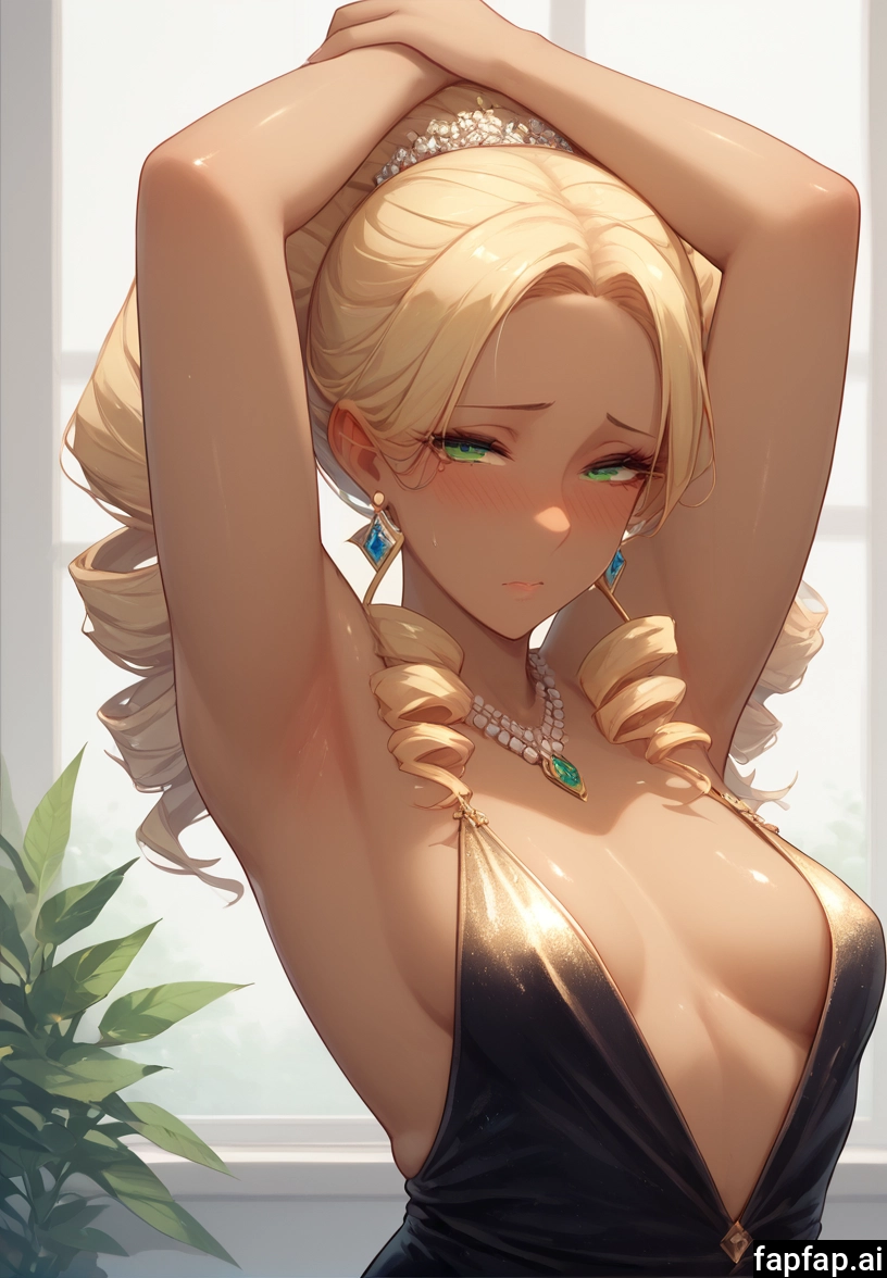 1girl, breasts, solo, jewelry, blonde hair, armpits · Yamete.gg