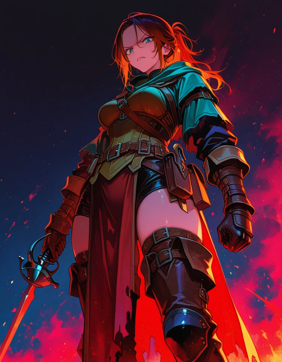1girl, weapon, solo, sword, holding, blue eyes