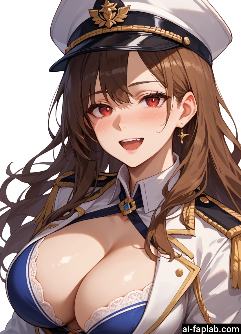 breasts, 1girl, brown hair, large breasts, open mouth, cleavage · Yamete.gg