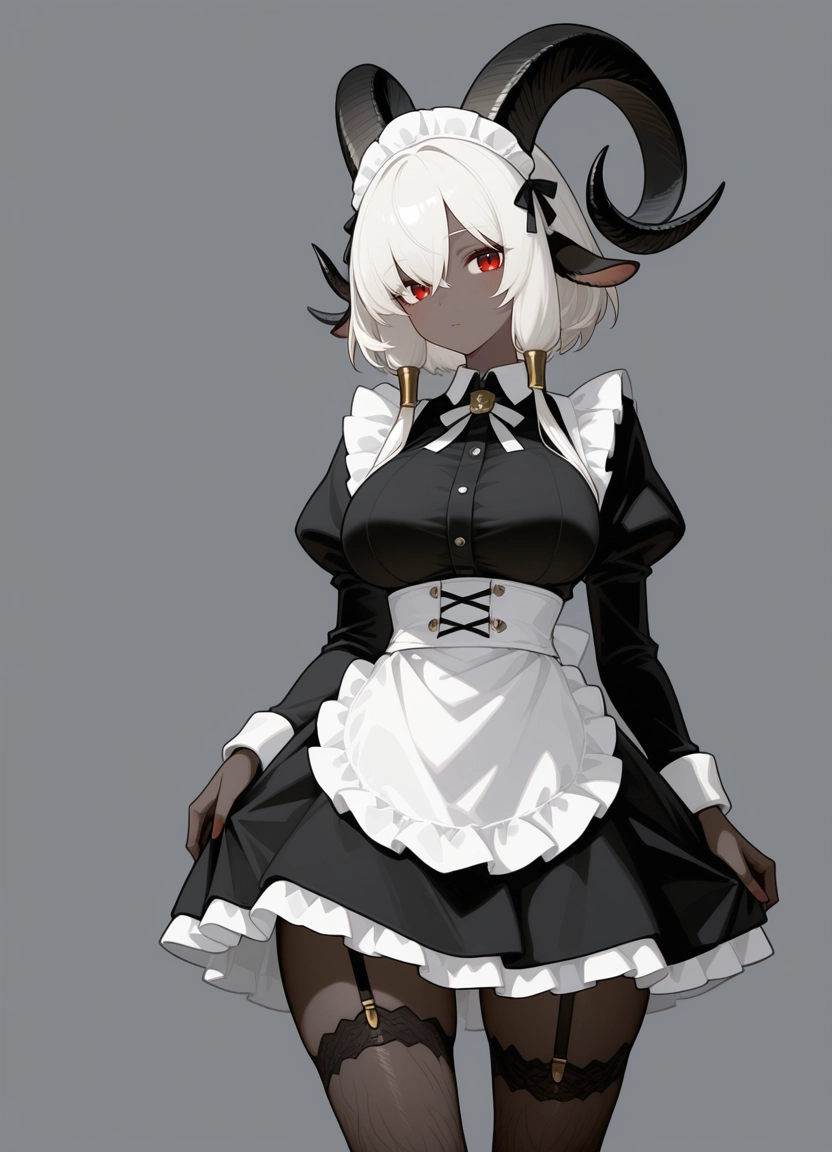 1girl, solo, red eyes, maid, dark skin, dark-skinned female · Yamete.gg