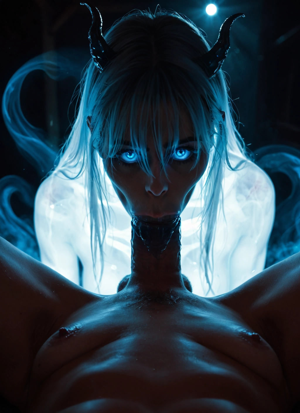 futanari, oral, fellatio, penis, horns, looking at viewer · Yamete.gg