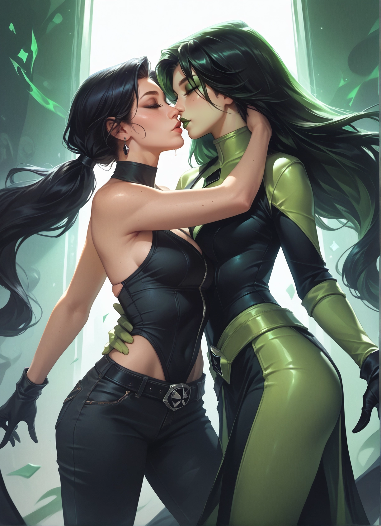 multiple girls, 2girls, yuri, gloves, breasts, jewelry · Yamete.gg