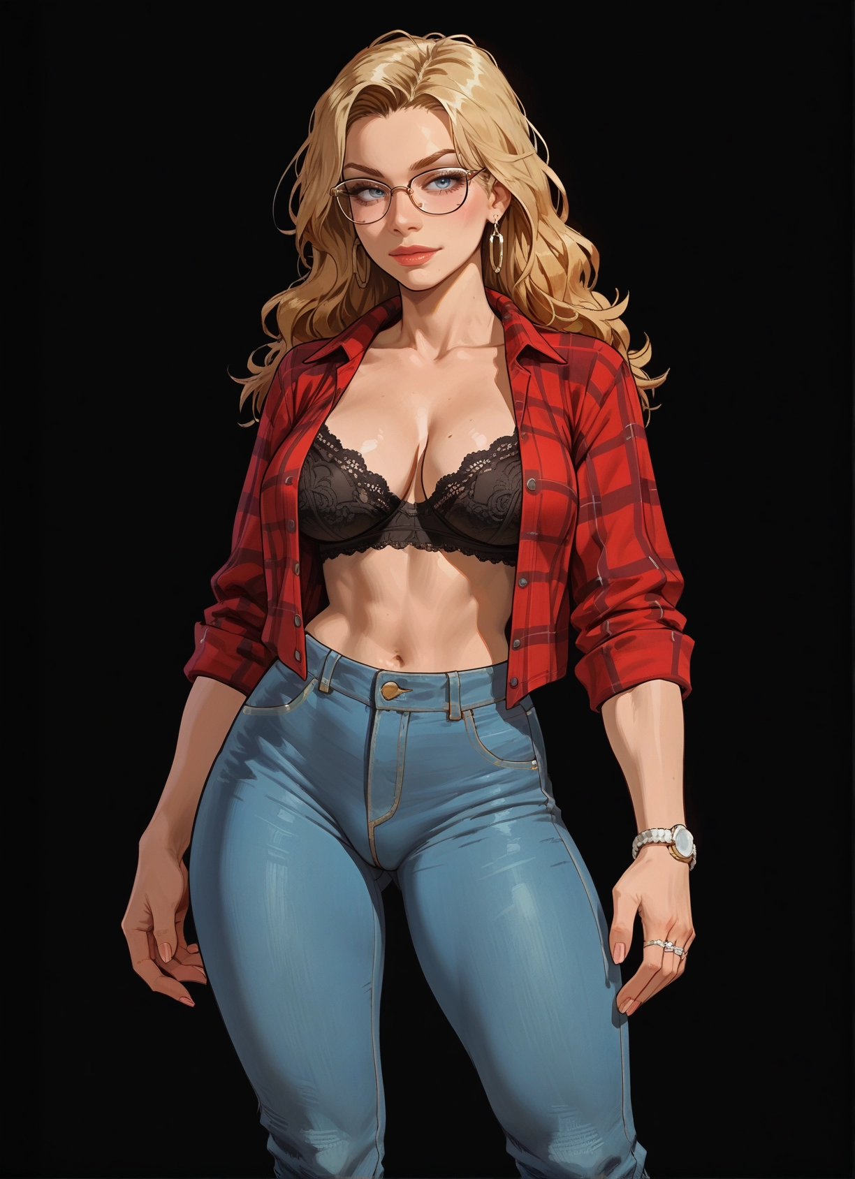 1girl, breasts, underwear, bra, blonde hair, jewelry · Yamete.gg