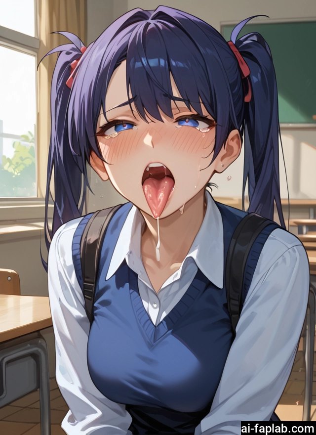 1girl, twintails, blue eyes, tongue, tongue out, solo · Yamete.gg