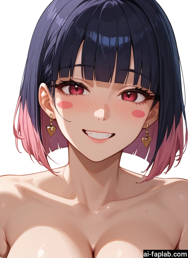 1girl, breasts, smile, jewelry, earrings, solo