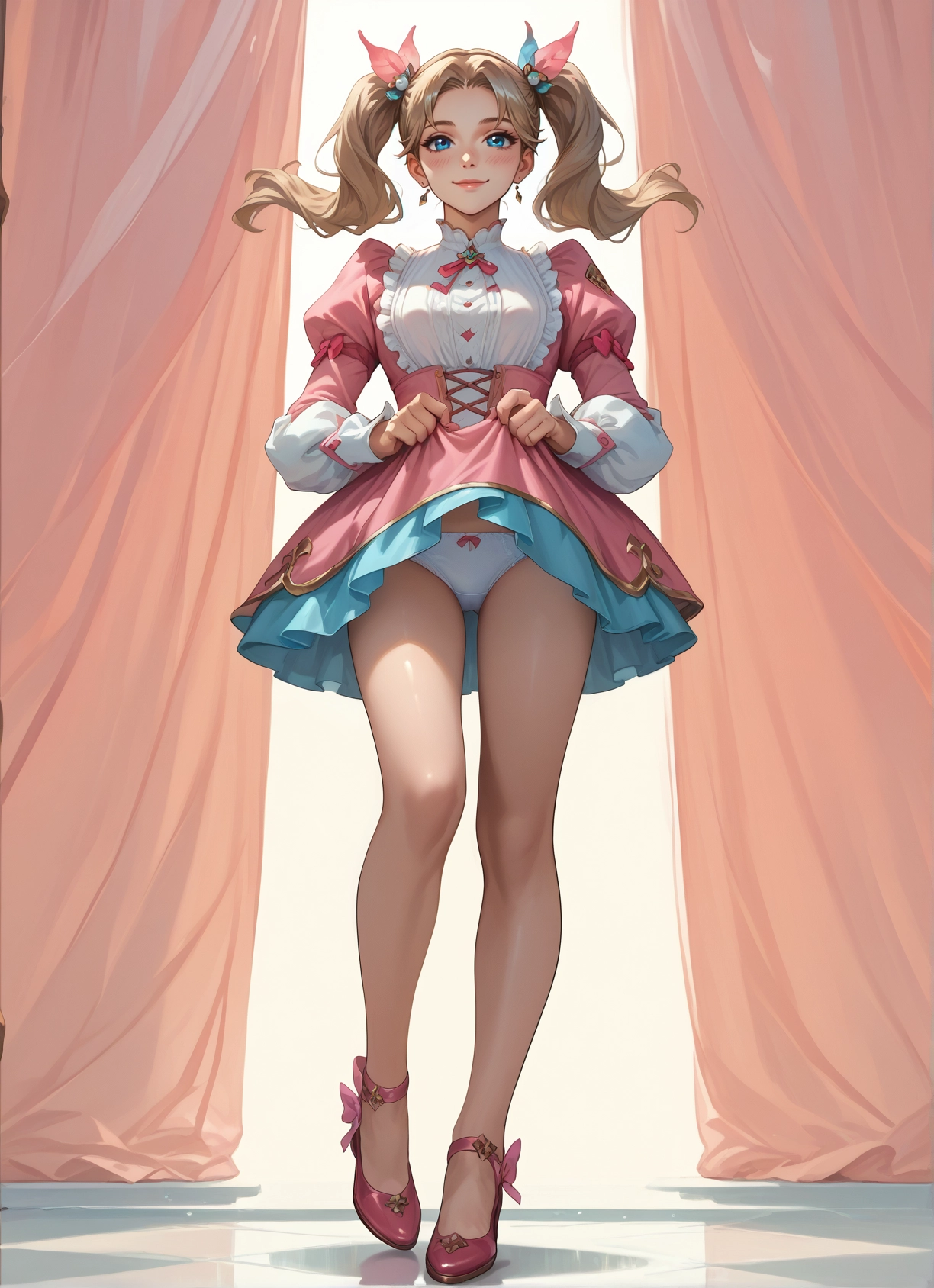 1girl, underwear, panties, twintails, blue eyes, solo · Yamete.gg