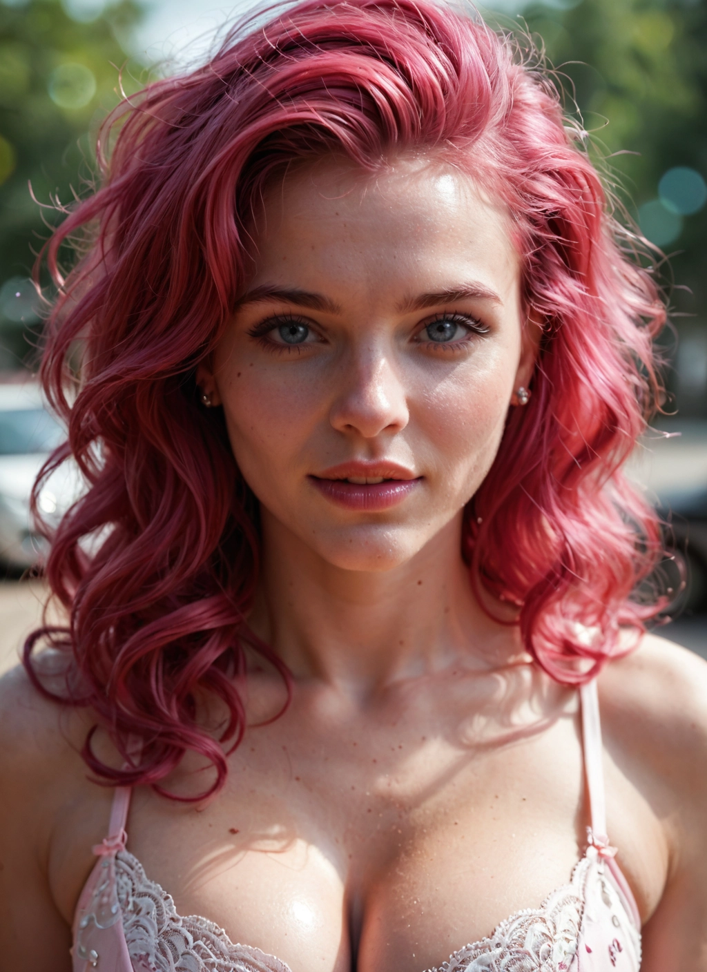 1girl, solo, breasts, pink hair, jewelry, underwear · Yamete.gg
