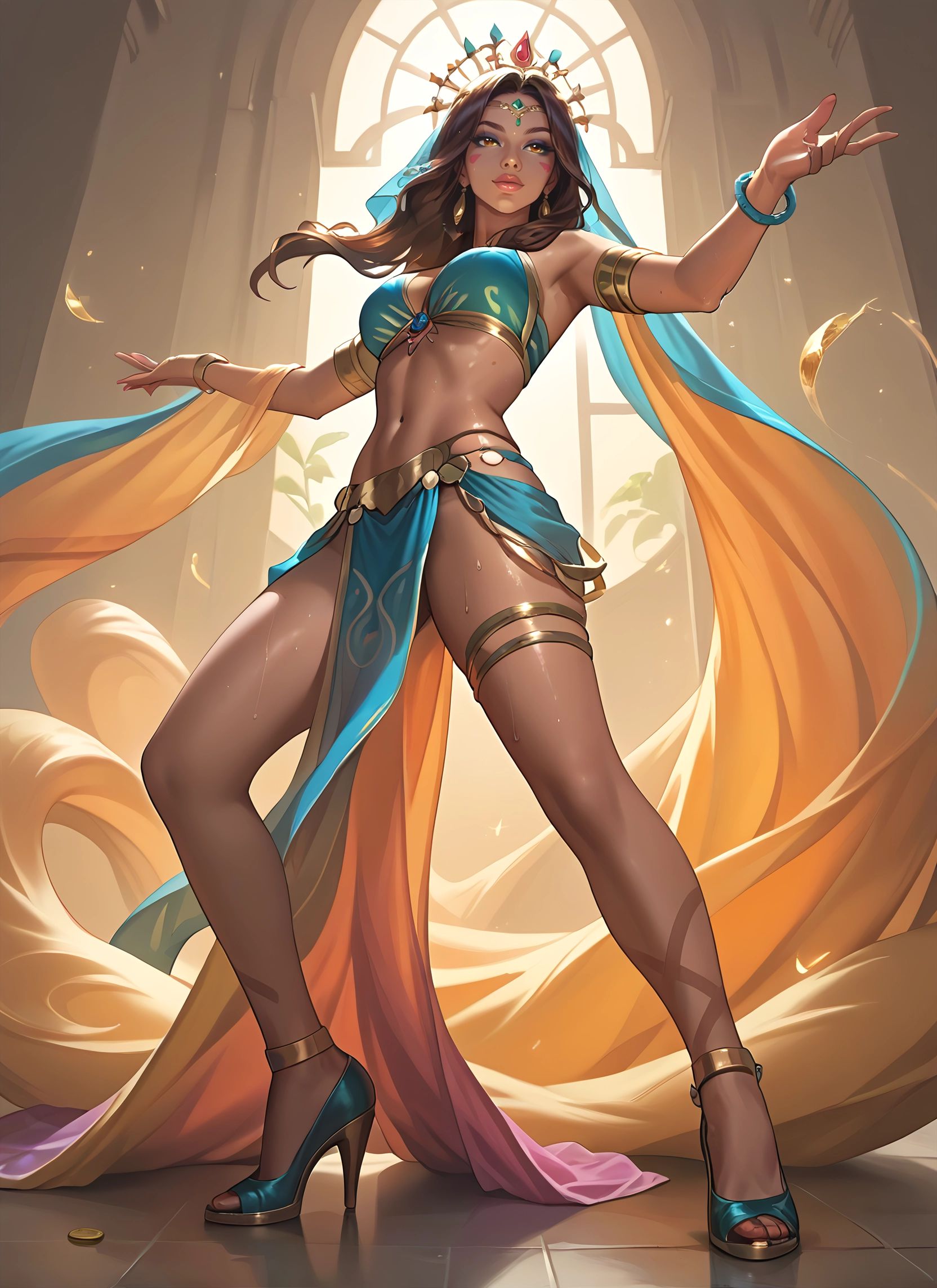 1girl, jewelry, solo, high heels, breasts, navel · Yamete.gg