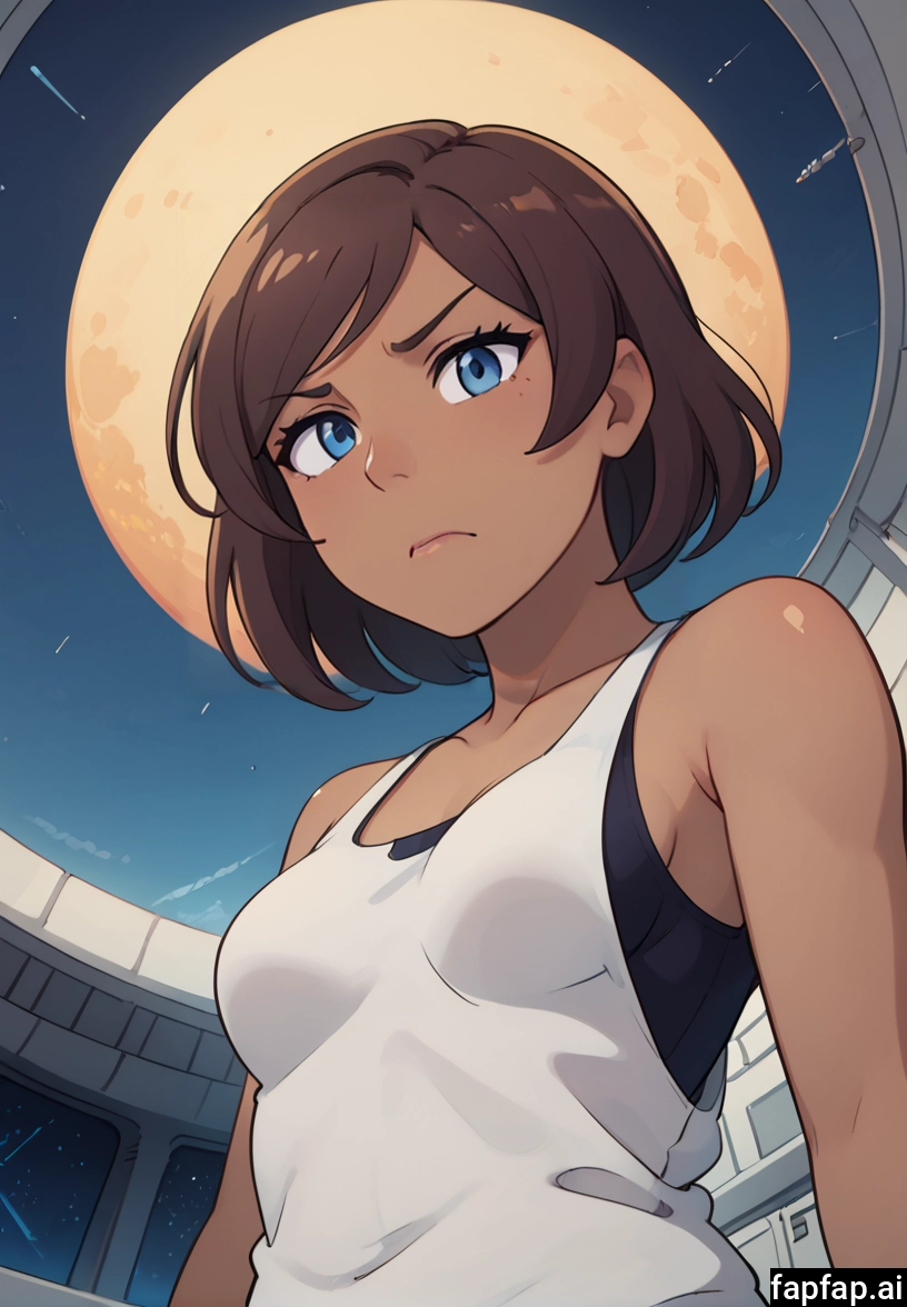 1girl, solo, blue eyes, brown hair, short hair, dark skin · Yamete.gg