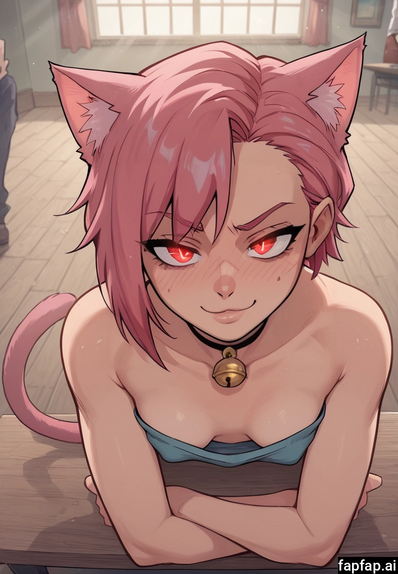breasts, animal ears, downblouse, tail, 1girl, cat ears