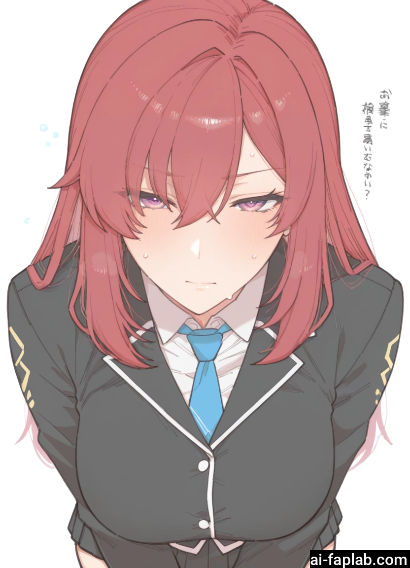 1girl, solo, necktie, breasts, purple eyes, long hair · Yamete.gg