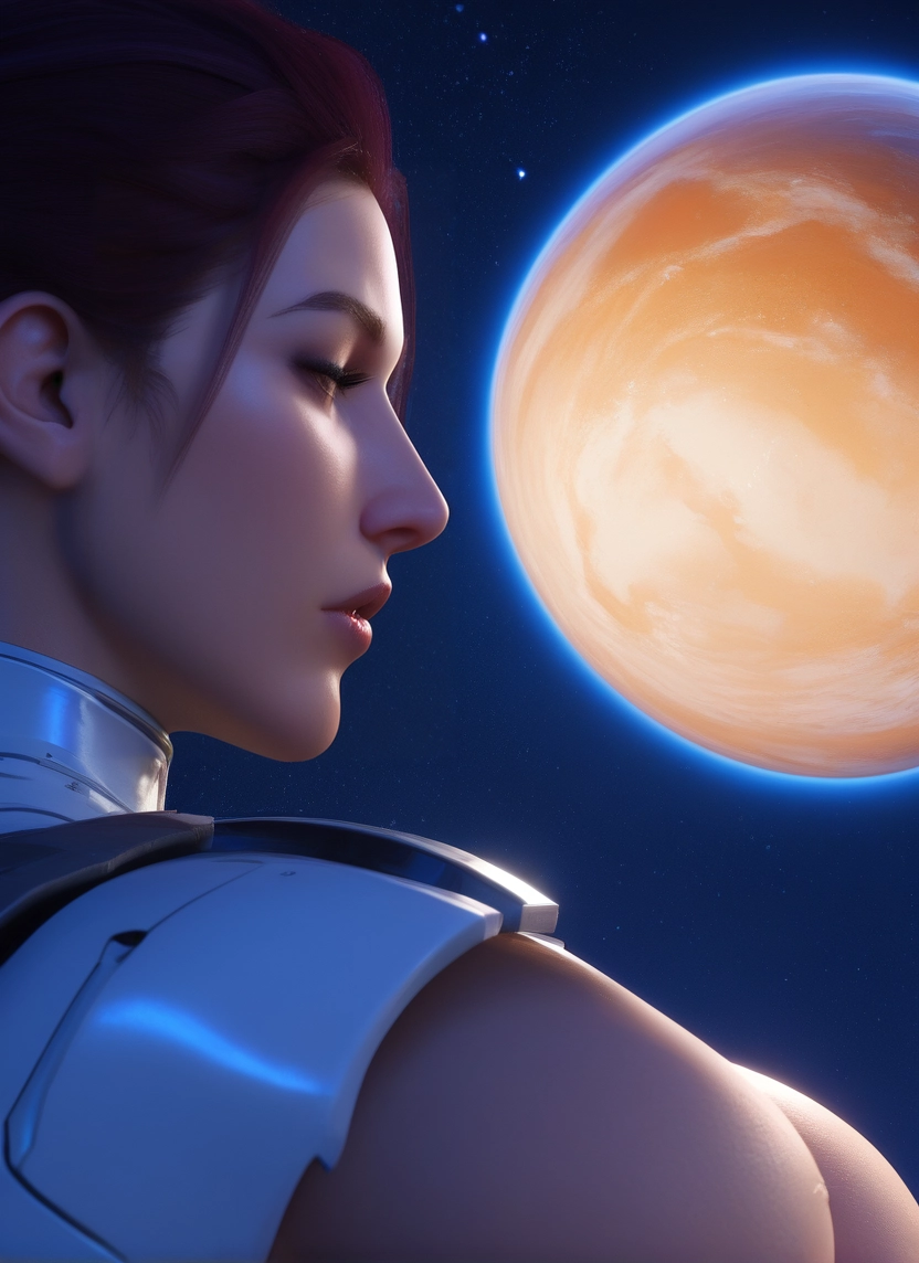 solo, closed eyes, star (sky), space, 1girl, planet · Yamete.gg