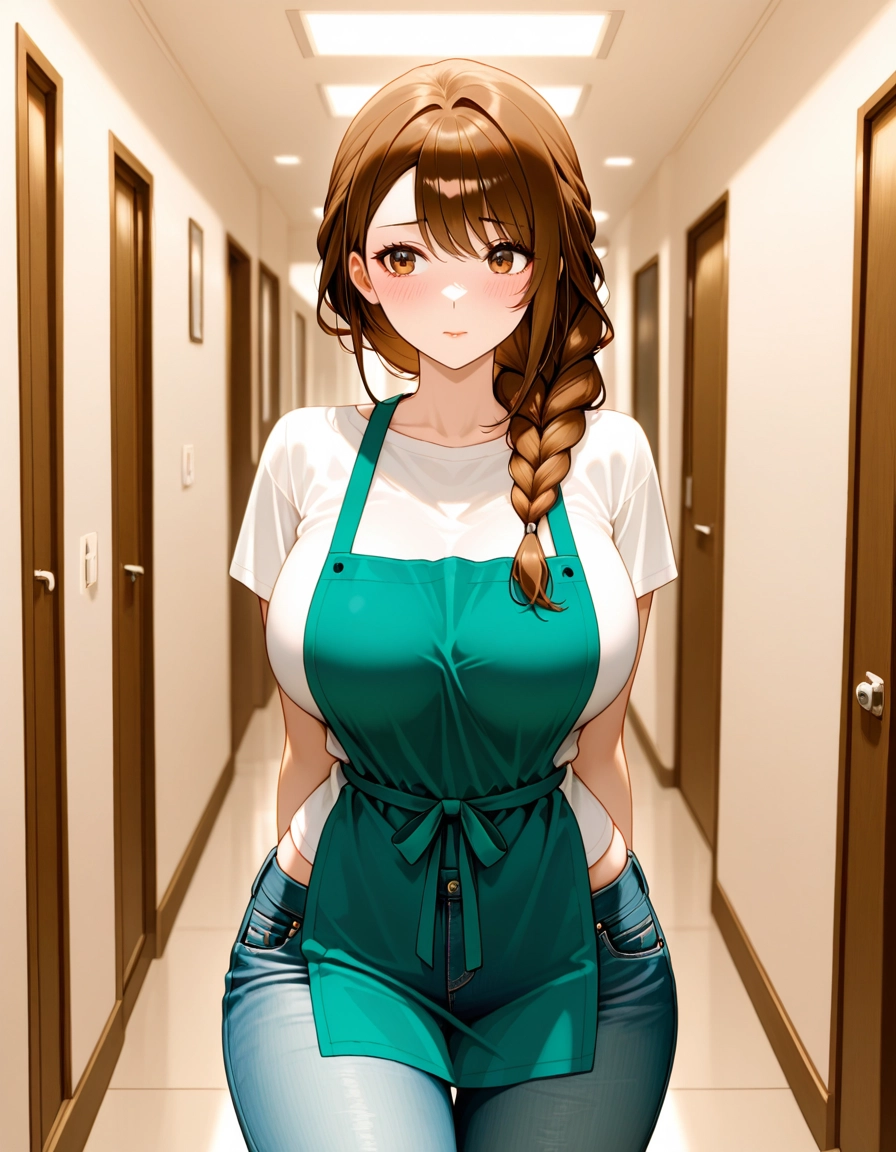 1girl, solo, denim, breasts, pants, jeans · Yamete.gg
