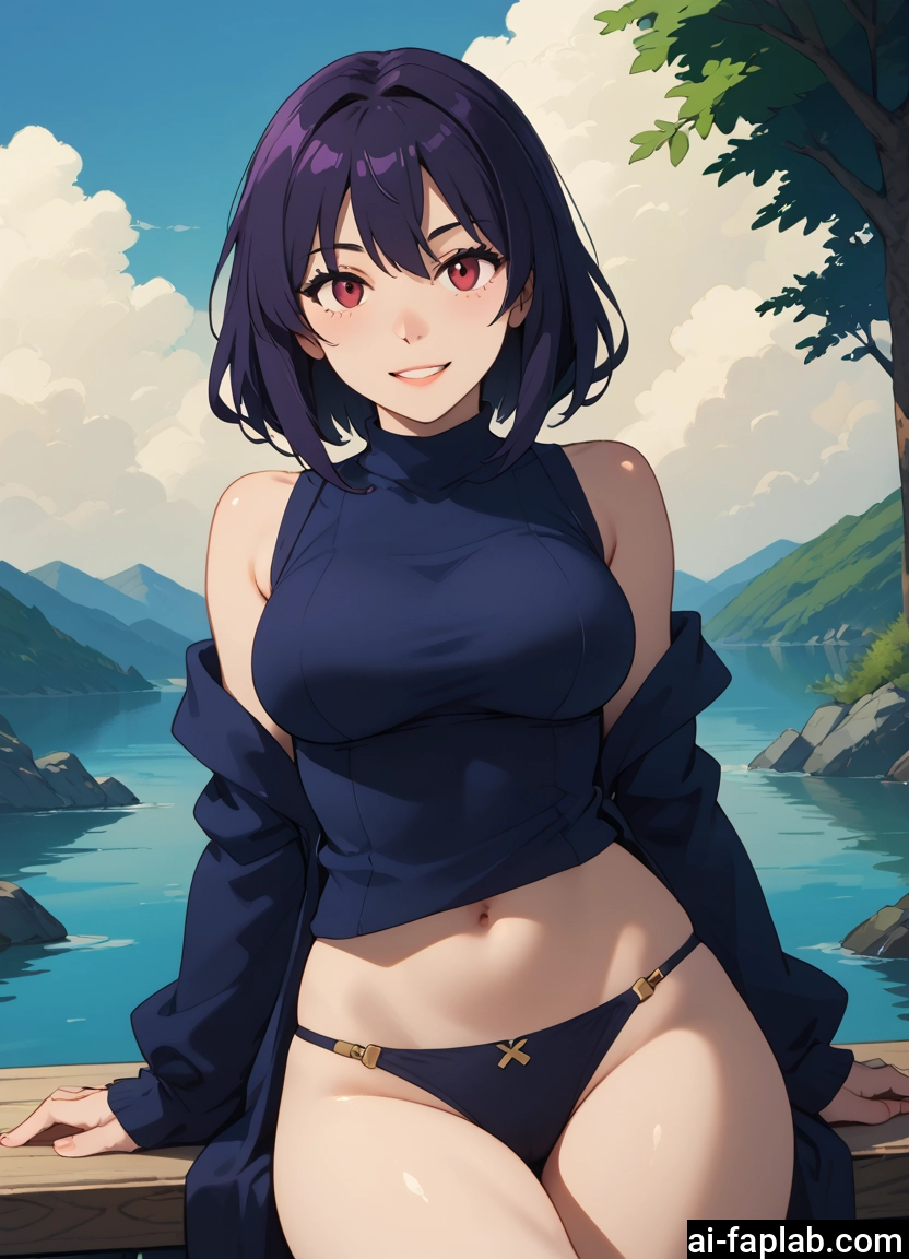 1girl, breasts, navel, smile, solo, looking at viewer · Yamete.gg