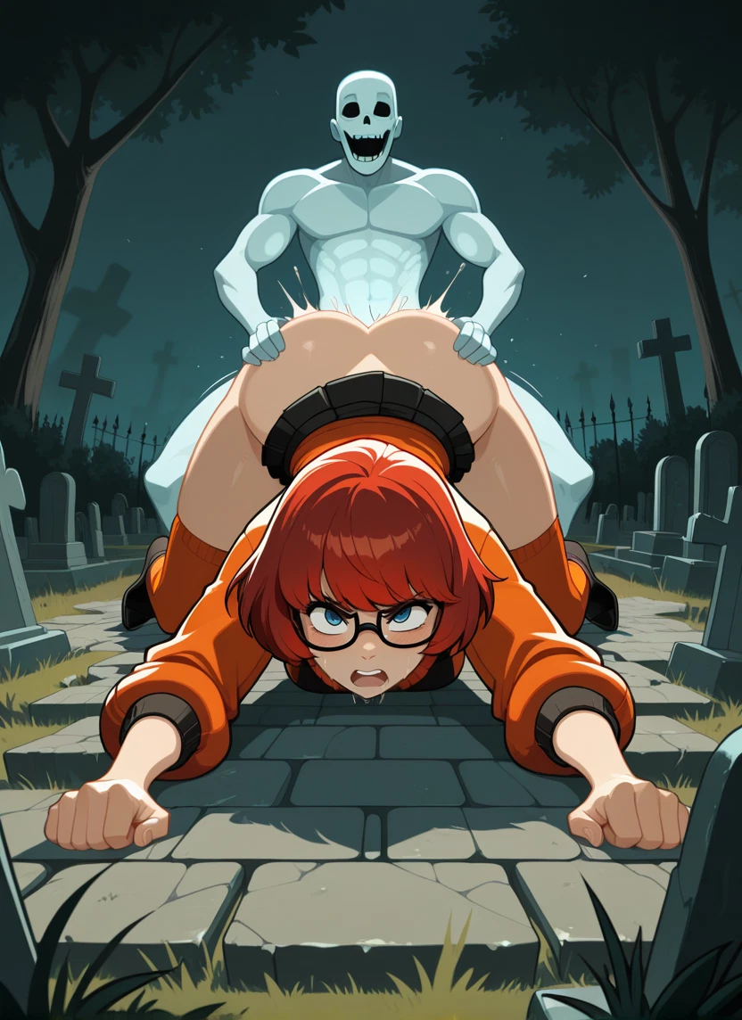glasses, skirt, 1girl, ass, watch, tombstone · Yamete.gg