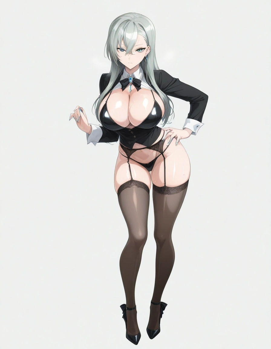 1girl, breasts, thighhighs, large breasts, jewelry, solo · Yamete.gg