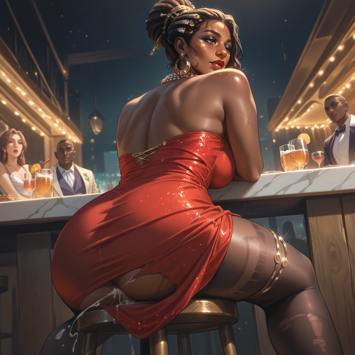 futanari, multiple girls, dress, jewelry, dark skin, ass · Yamete.gg