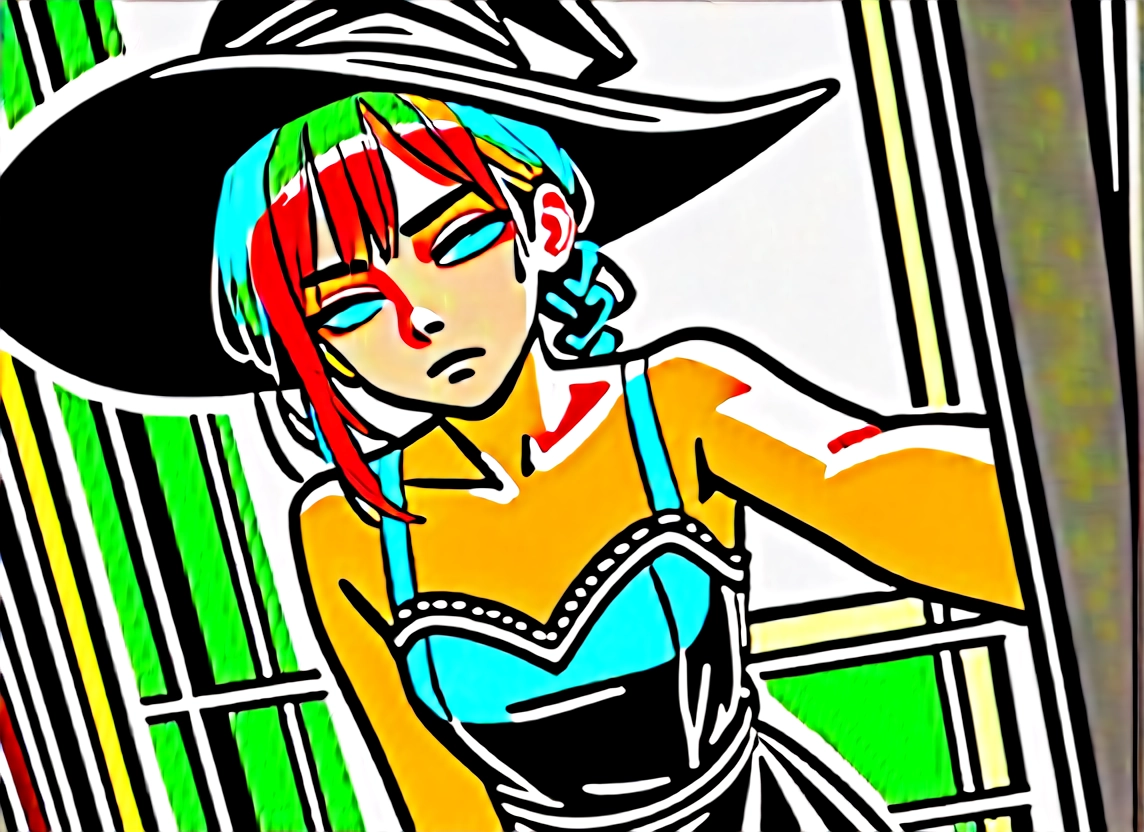 1girl, hat, solo, witch hat, dress, braid · Yamete.gg