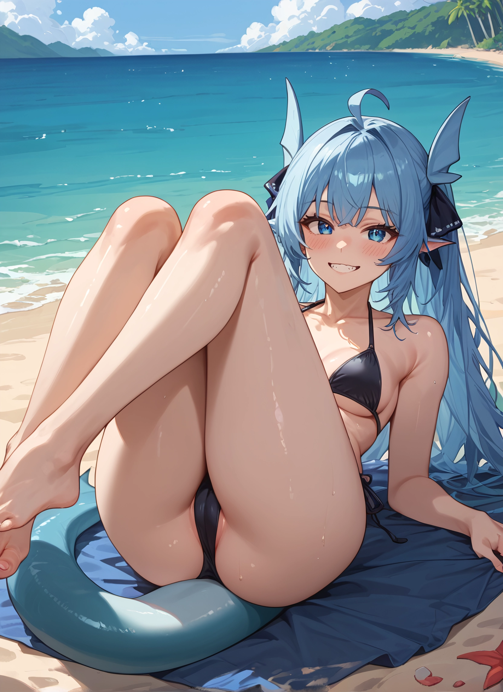 1girl, swimsuit, bikini, smile, tail, solo · Yamete.gg
