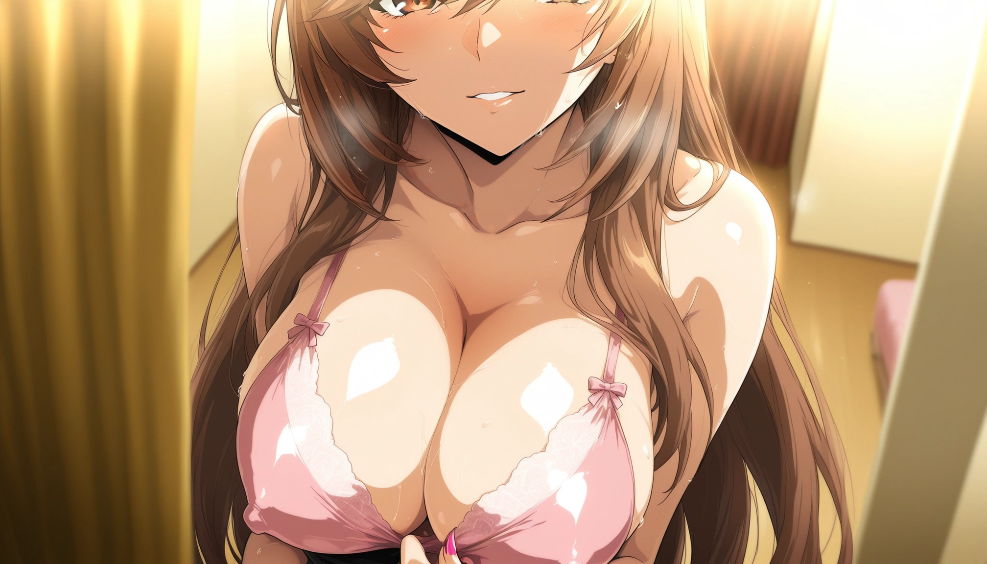 1girl, breasts, brown hair, large breasts, underwear, solo · Yamete.gg