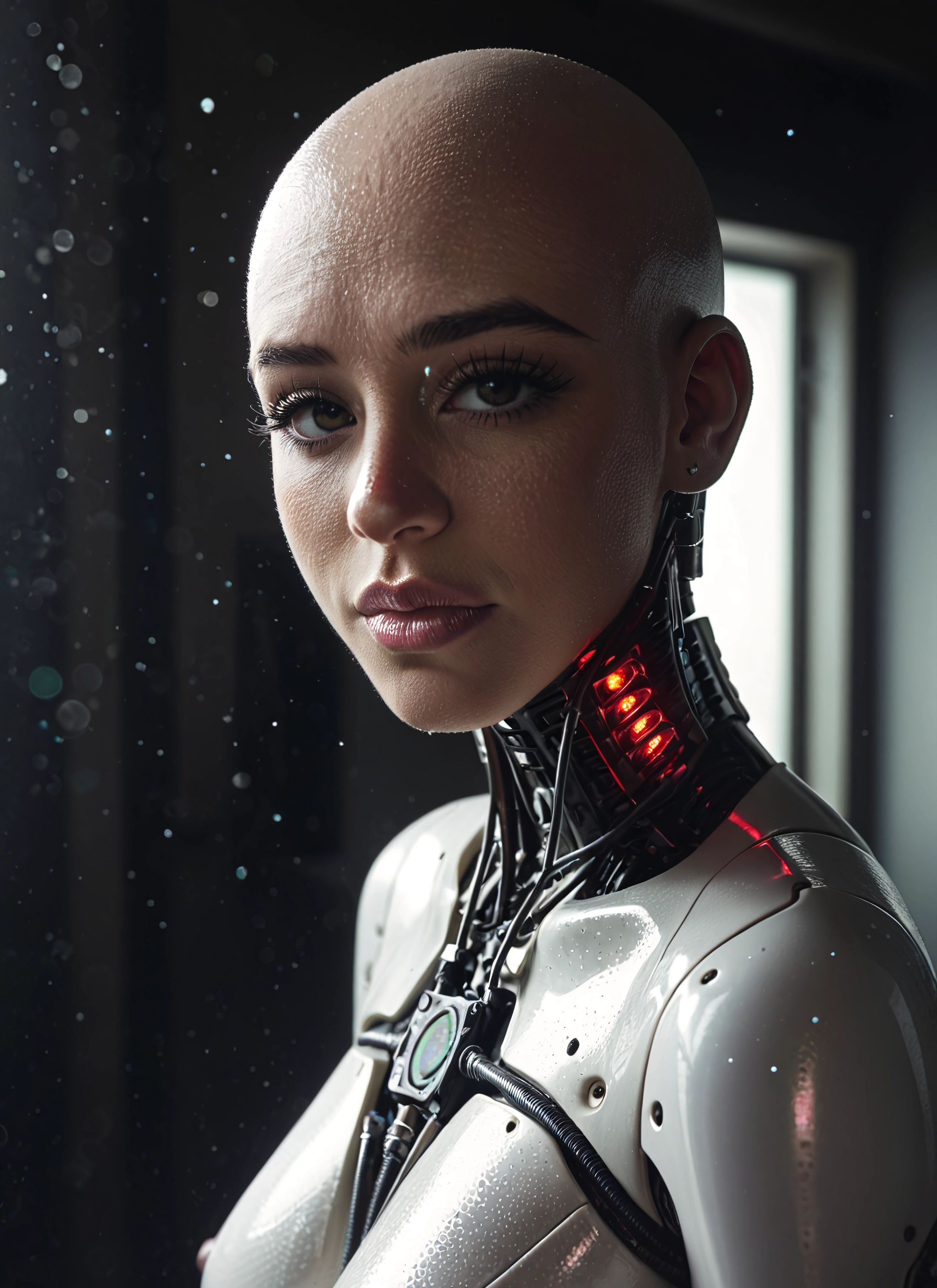 solo, 1girl, bald, bald girl, brown eyes, looking at viewer · Yamete.gg