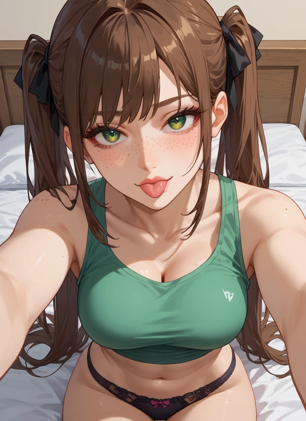 1girl, breasts, underwear, panties, tongue, tongue out · Yamete.gg