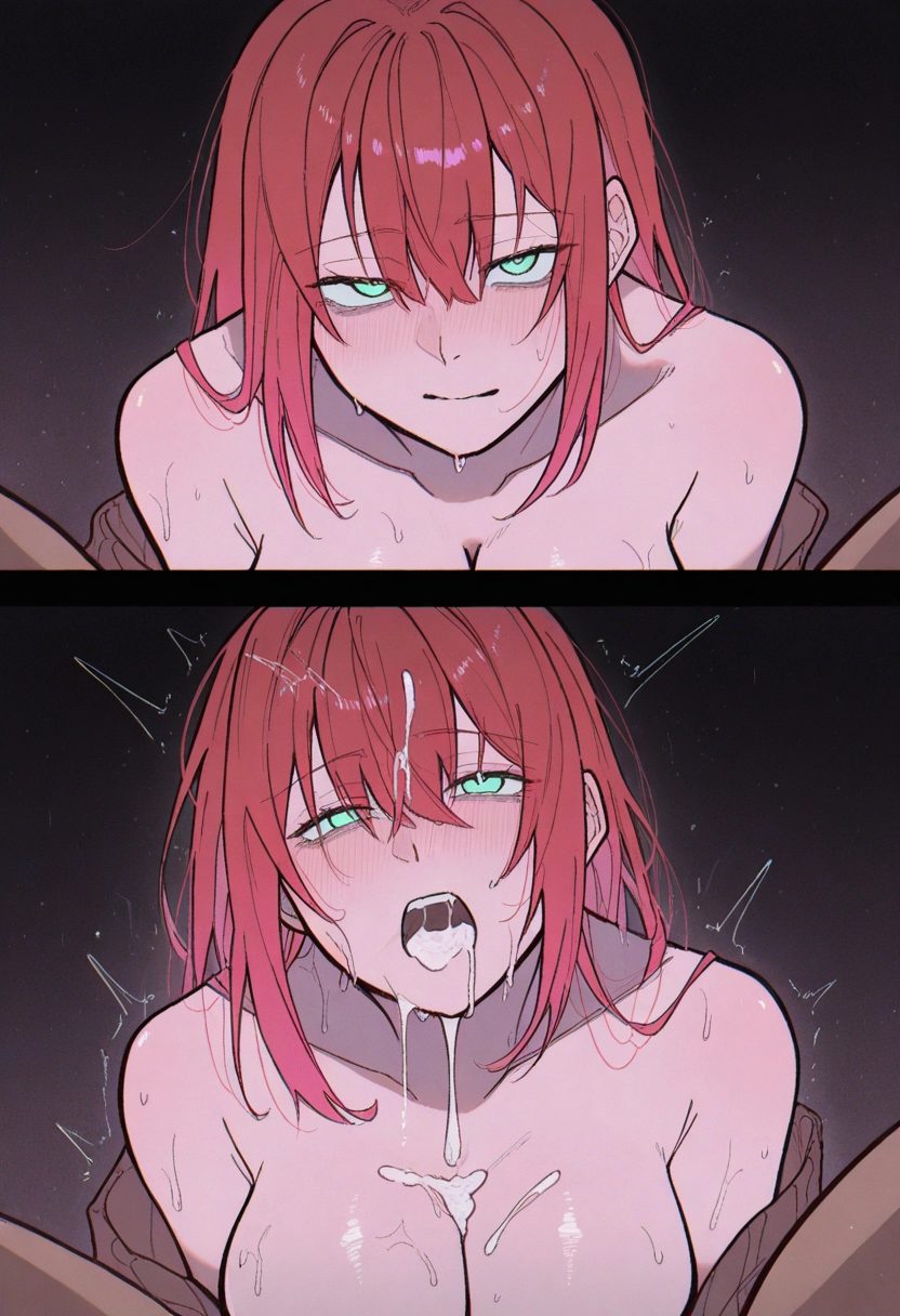 1girl, breasts, cum, cum on body, red hair, cum on breasts · Yamete.gg