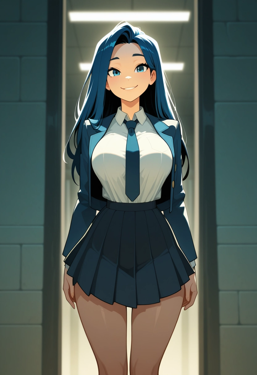 1girl, solo, skirt, necktie, jacket, smile · Yamete.gg