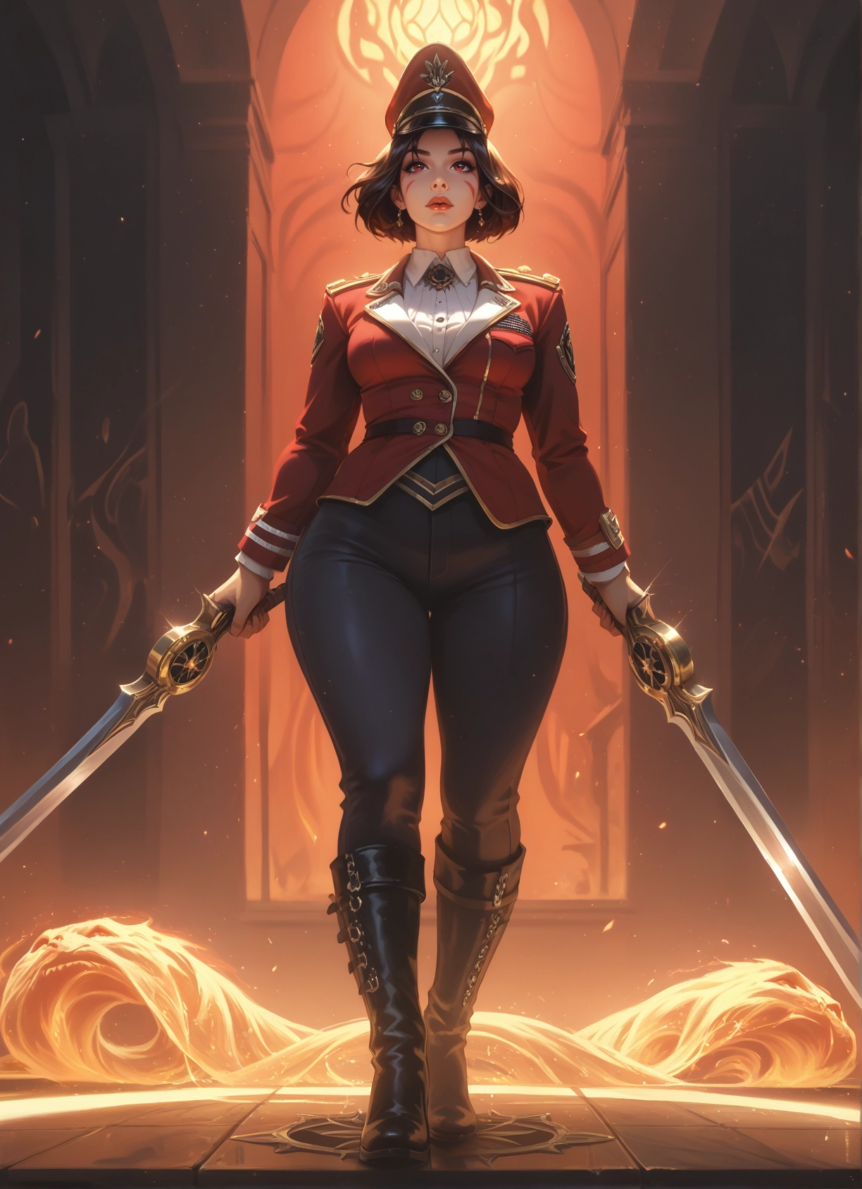 1girl, weapon, hat, boots, sword, solo · Yamete.gg