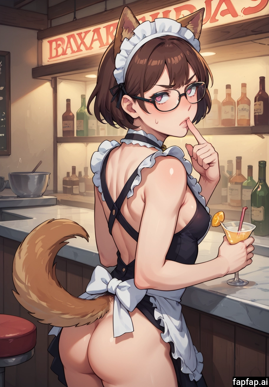 1girl, ass, solo, animal ears, tail, brown hair · Yamete.gg
