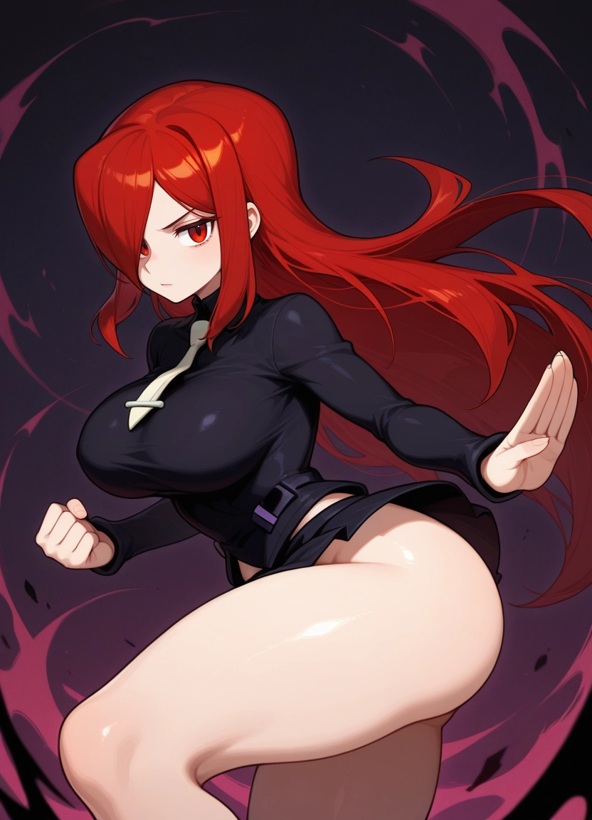 1girl, breasts, red hair, solo, red eyes, long hair · Yamete.gg