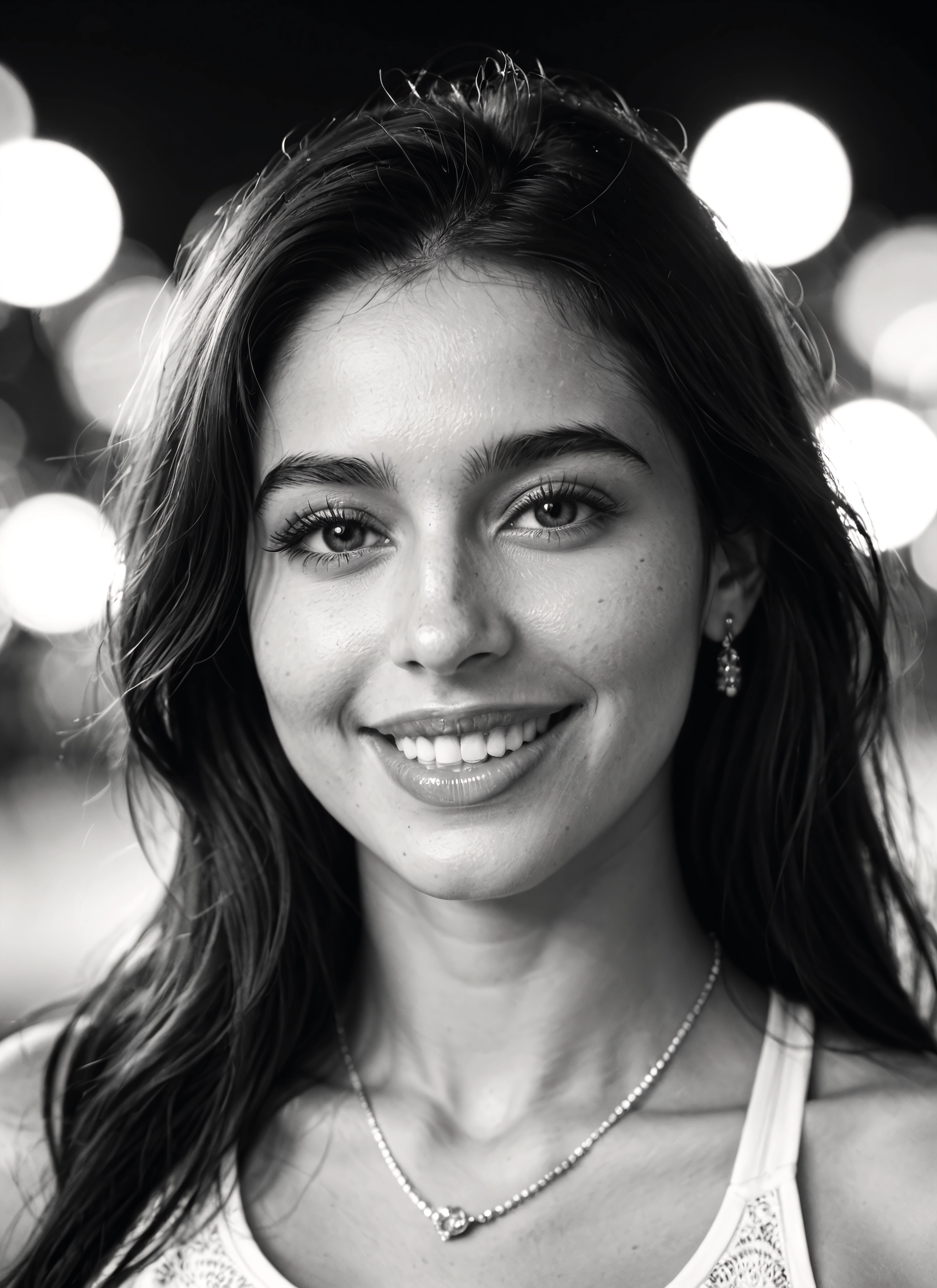 1girl, monochrome, greyscale, solo, jewelry, earrings · Yamete.gg