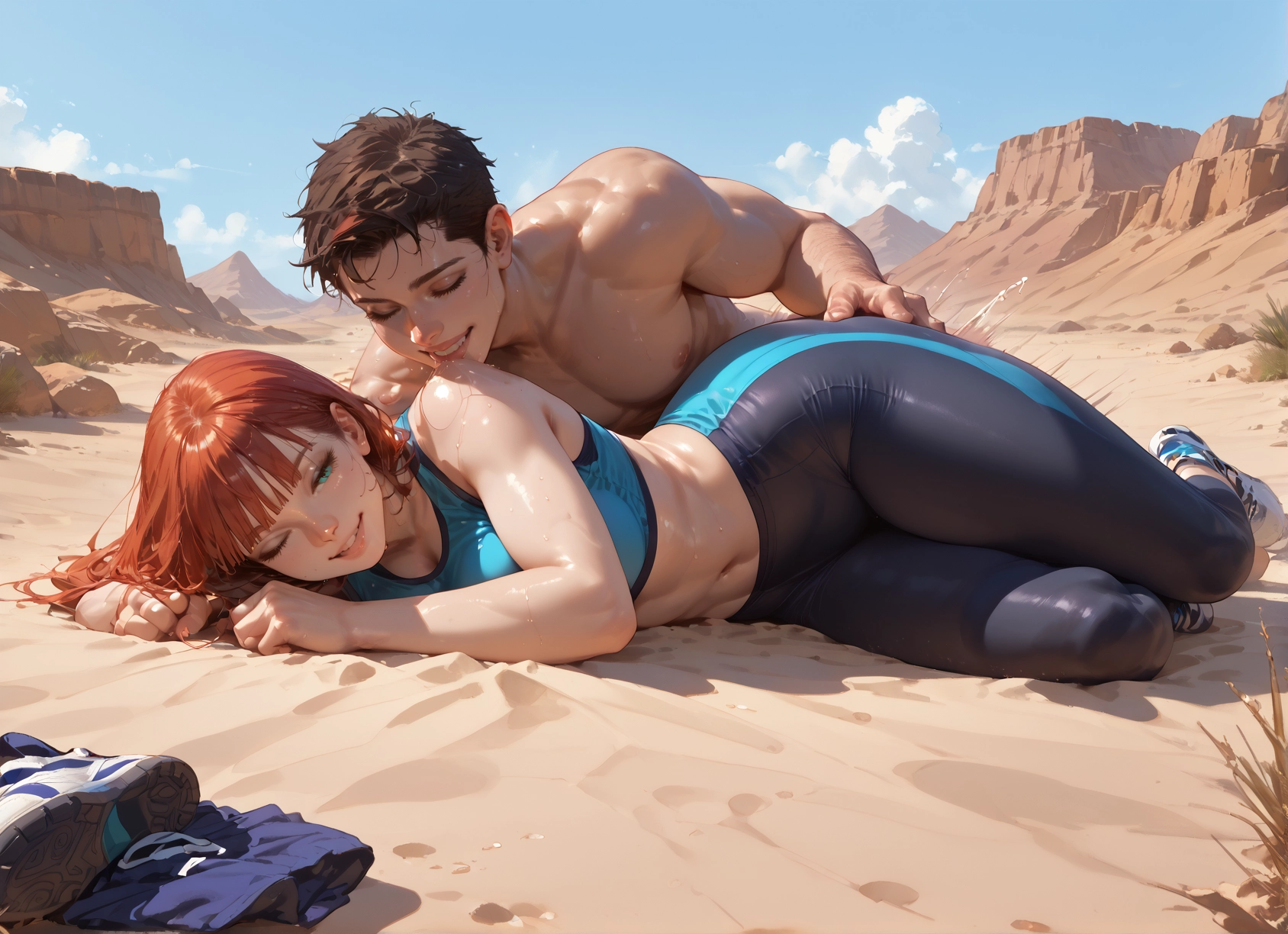 1girl, 1boy, hetero, shoes, lying, outdoors · Yamete.gg
