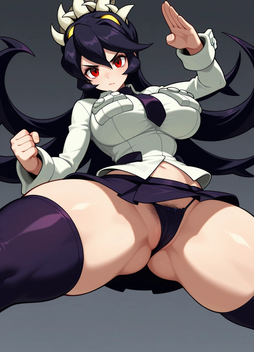 1girl, filia (skullgirls), breasts, red eyes, underwear, panties · Yamete.gg