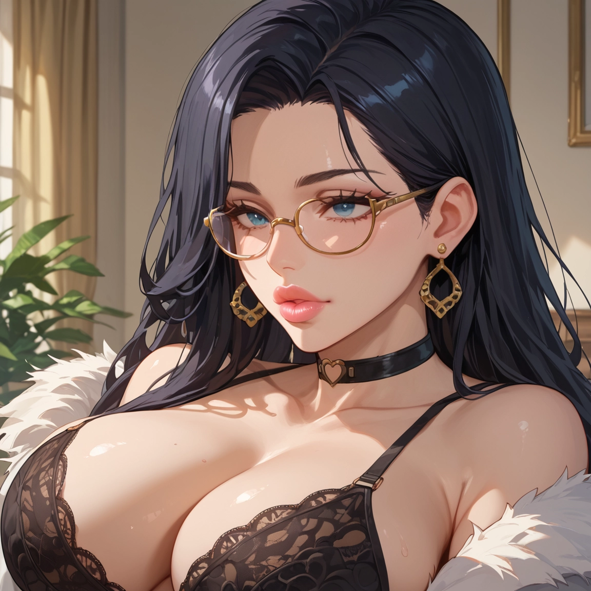 1girl, breasts, underwear, jewelry, bra, earrings · Yamete.gg
