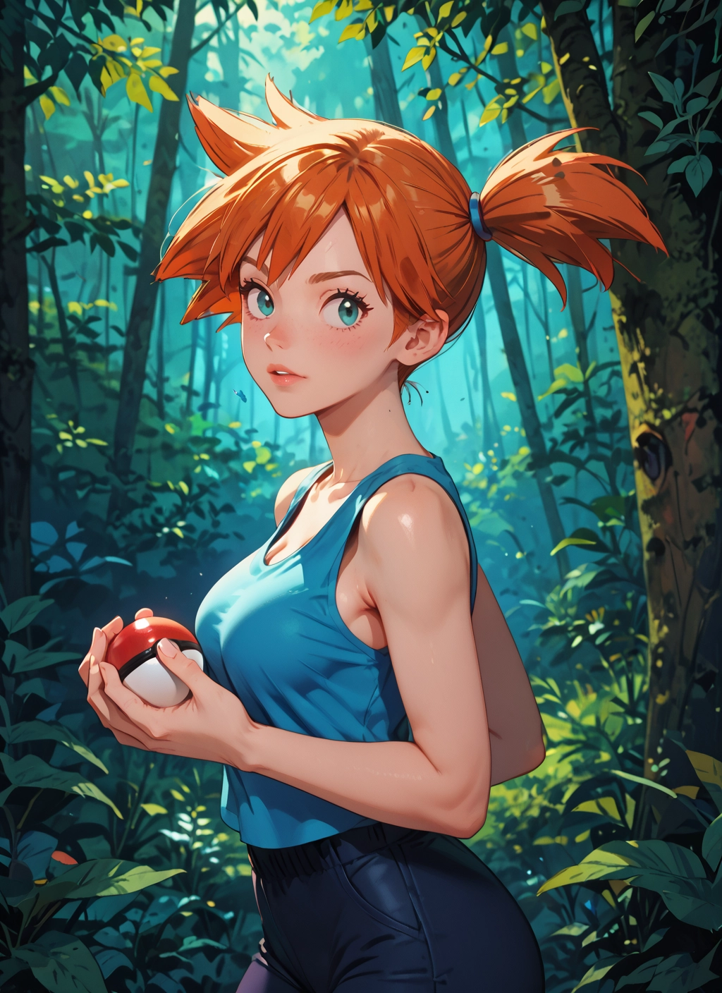 1girl, solo, breasts, orange hair, holding, side ponytail · Yamete.gg