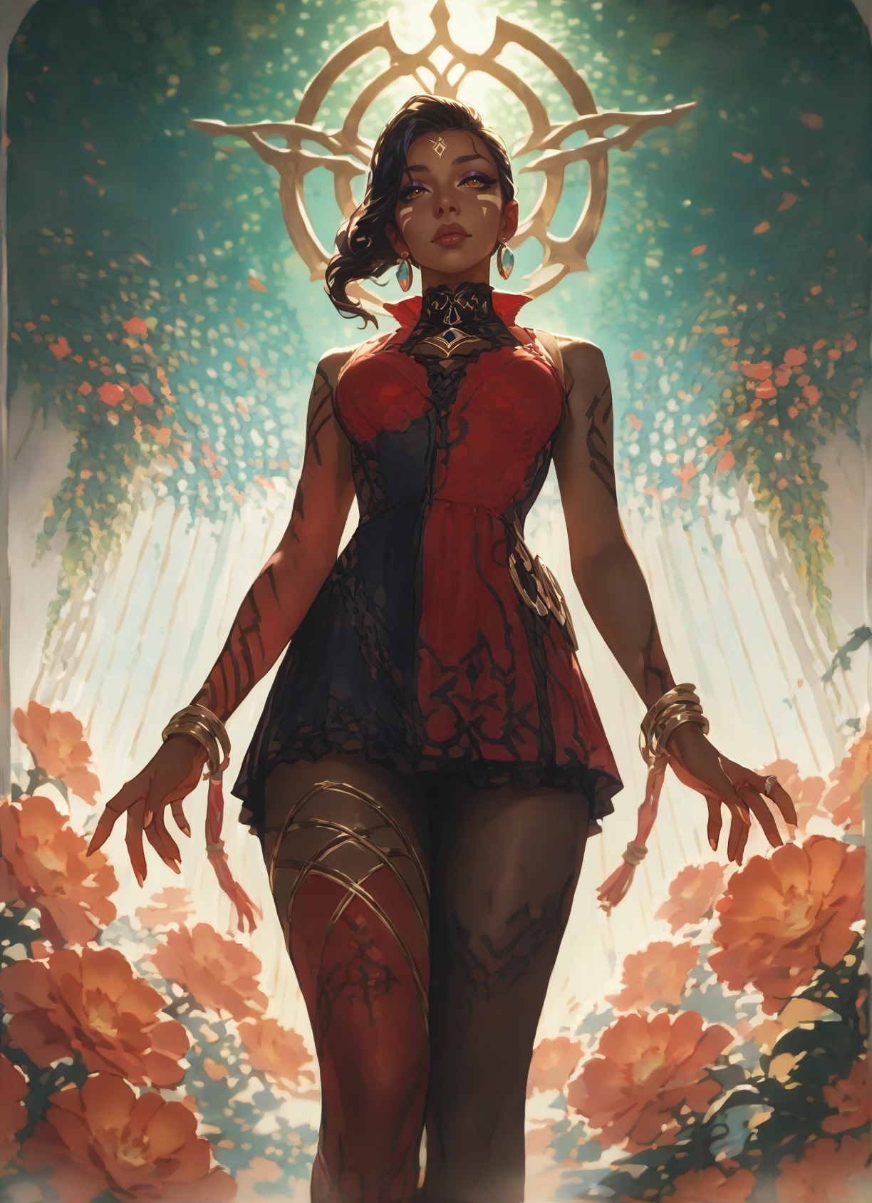 1girl, solo, jewelry, dark skin, earrings, dark-skinned female · Yamete.gg