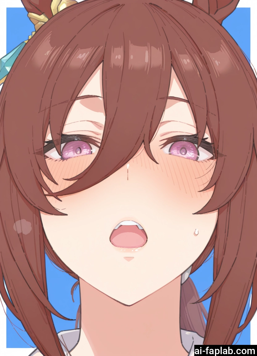 1girl, animal ears, brown hair, solo, horse ears, open mouth