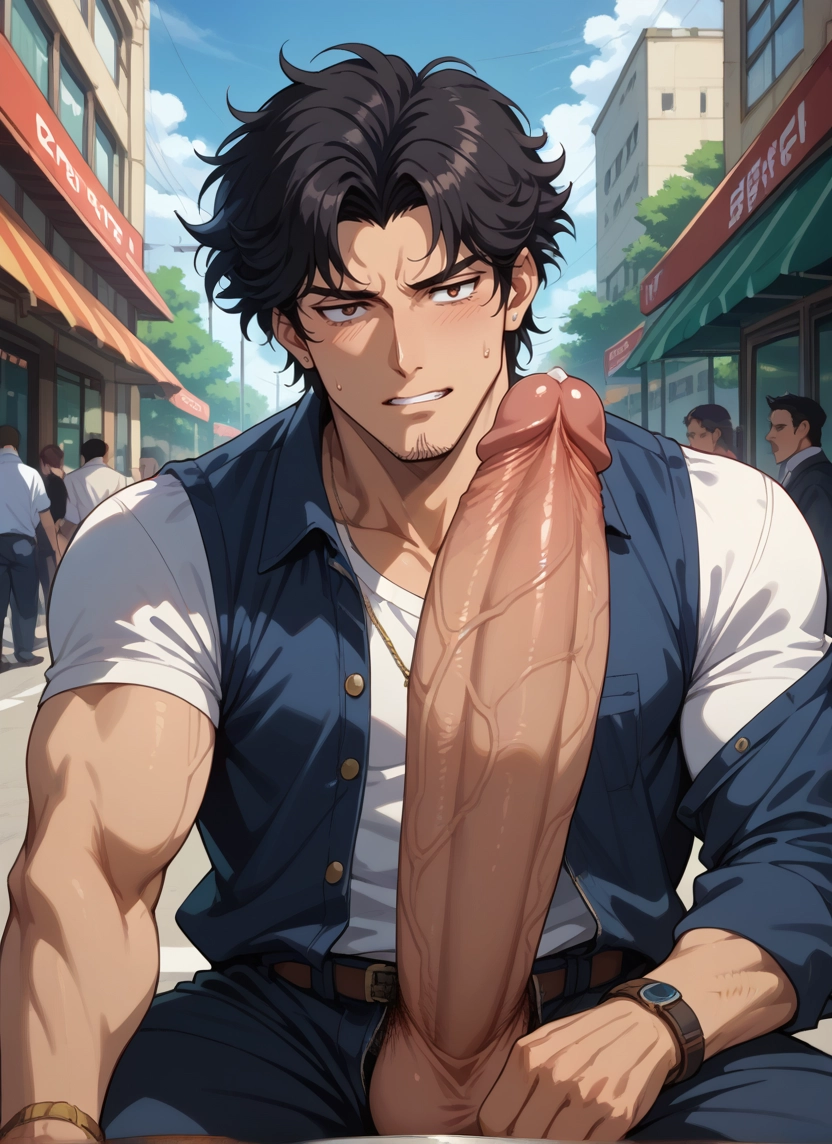 penis, male focus, uncensored, erection, muscular, bara · Yamete.gg