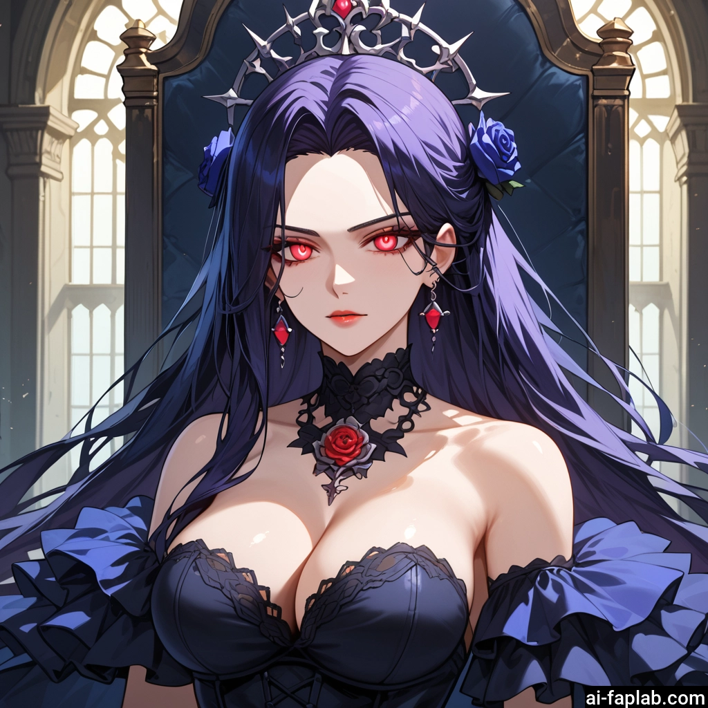 1girl, breasts, cleavage, flower, long hair, solo · Yamete.gg