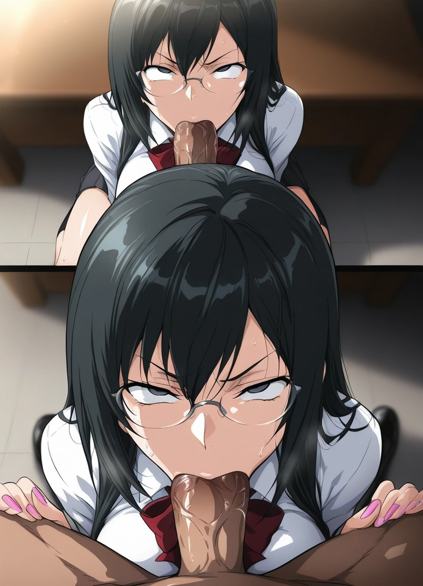 penis, oral, fellatio, 1girl, hetero, glasses · Yamete.gg