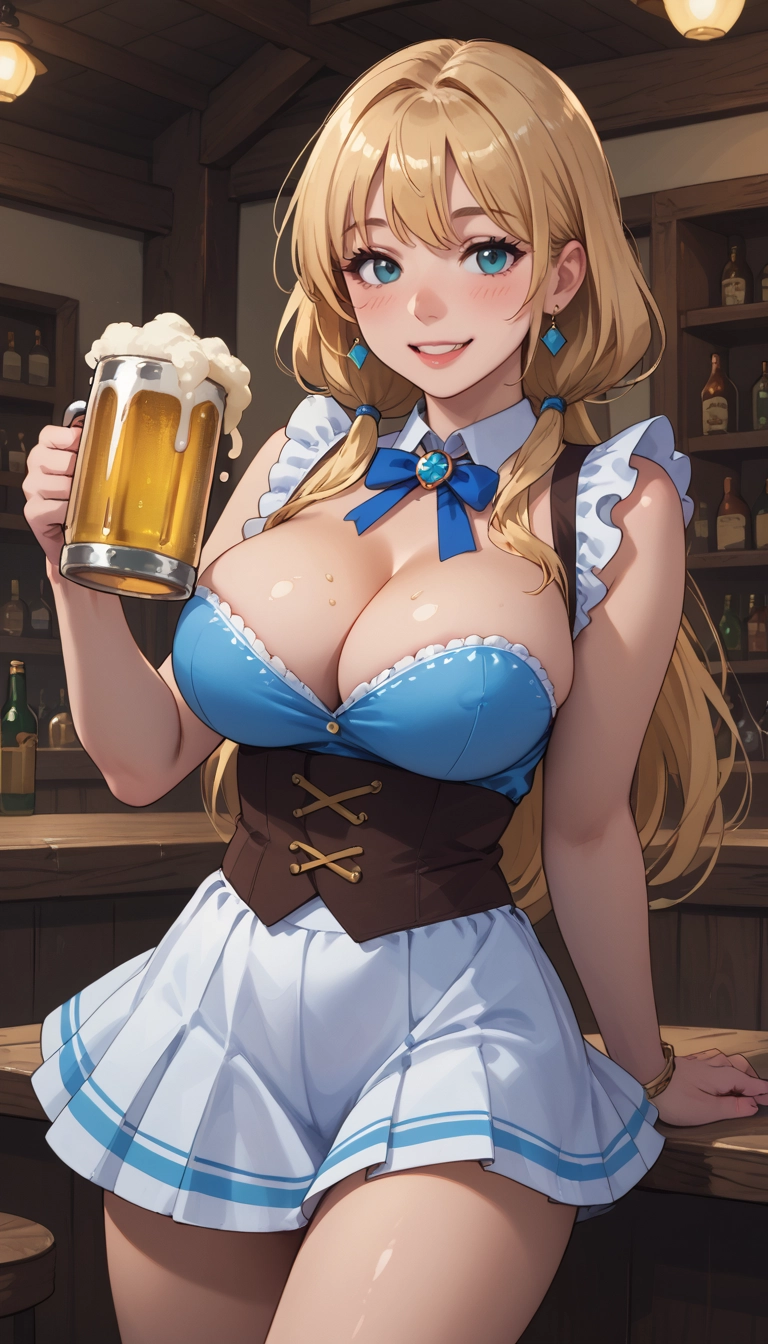1girl, breasts, solo, jewelry, alcohol, large breasts · Yamete.gg