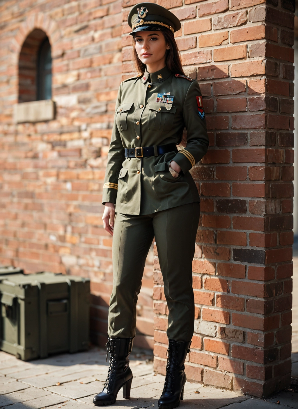 1girl, solo, uniform, military, military uniform, boots